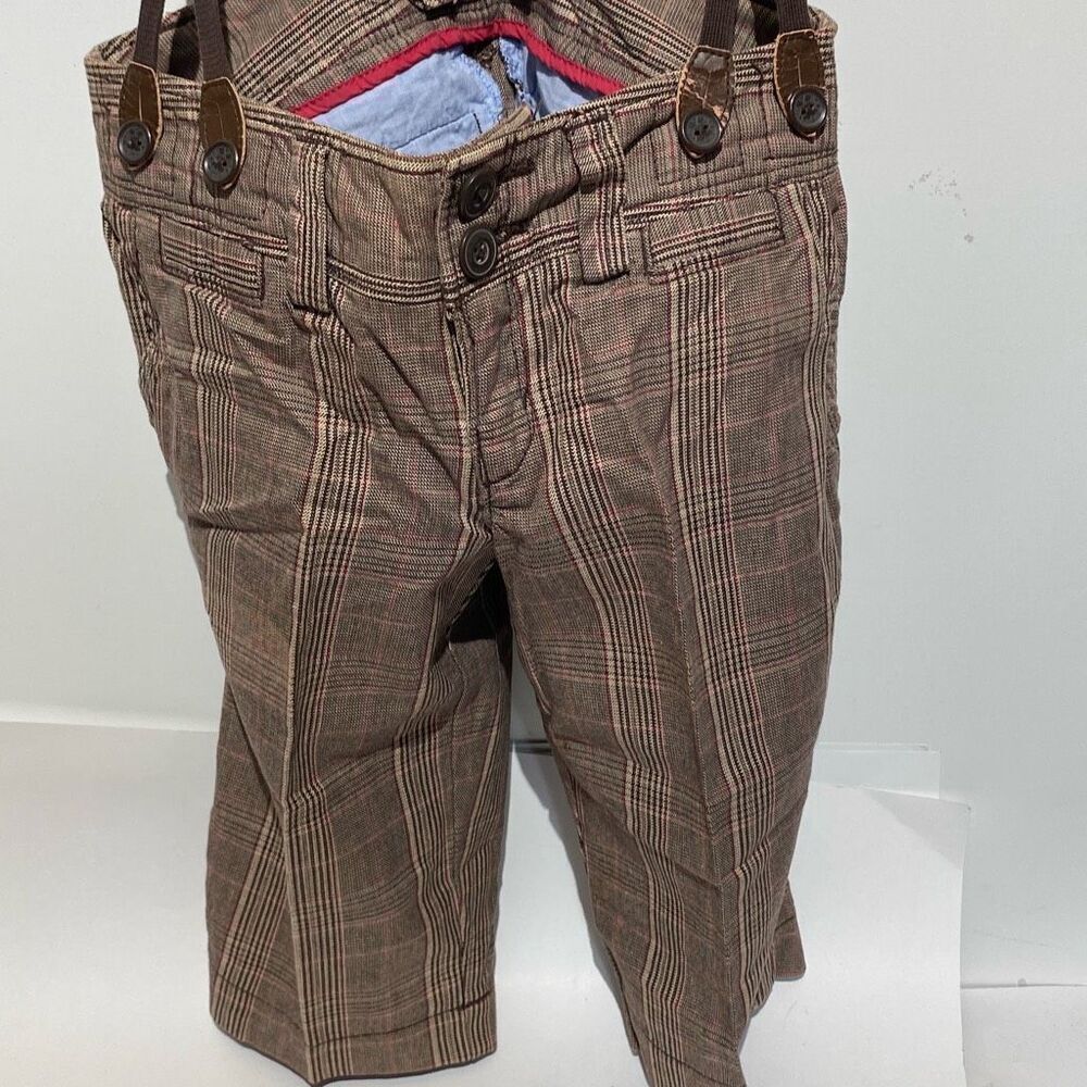 American Eagle Outfitters Womens Multicolor Plaid Bermuda Shorts Overalls Size 0